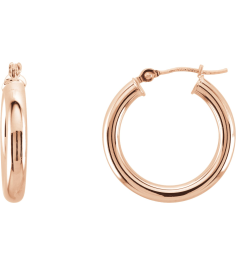 20270 Earring 14K Rose 20 Mm 3 Mm Pair Catch Polished Round Tube Hoop Earrings