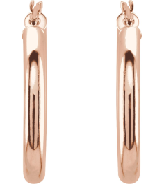 20270 Earring 14K Rose 25 Mm 3 Mm Pair Catch Polished Round Tube Hoop Earrings