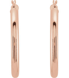 20270 Earring 14K Rose 30 Mm 3 Mm Pair Catch Polished Round Tube Hoop Earrings