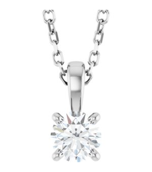 28392 Necklace Set 14K White Round Natural Diamond 4Mm 14 Ct 1Mm With Spring Ring Si2-Si3, G-H 18 In Polished 14 Ct Natural Diamond Necklace