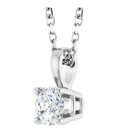 28392 Necklace Set 14K White Round Natural Diamond 4Mm 14 Ct 1Mm With Spring Ring Si2-Si3, G-H 18 In Polished 14 Ct Natural Diamond Necklace
