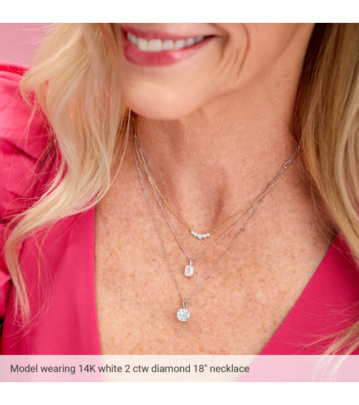 28392 Necklace Set 14K White Round Natural Diamond 4Mm 14 Ct 1Mm With Spring Ring Si2-Si3, G-H 18 In Polished 14 Ct Natural Diamond Necklace