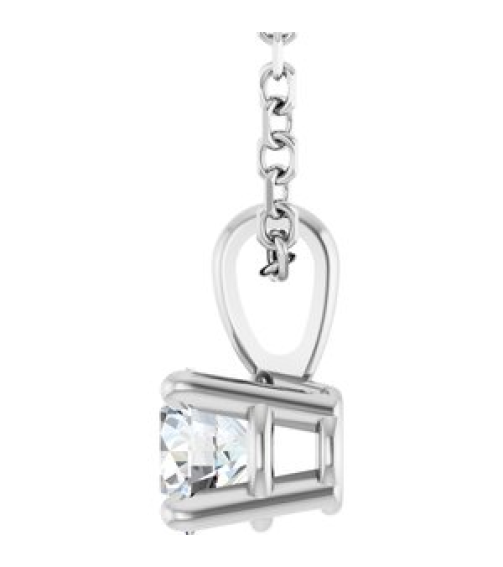 28392 Necklace Set 14K White Round Natural Diamond 4Mm 14 Ct 1Mm With Spring Ring Si2-Si3, G-H 18 In Polished 14 Ct Natural Diamond Necklace