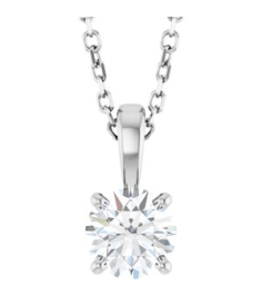 28392 Necklace Set 14K White Round Natural Diamond 5Mm 12 Ct 1Mm With Spring Ring Si2-Si3, G-H 18 In Polished 12 Ct Natural Diamond Necklace