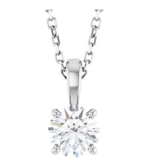 28392 Necklace Set 14K White Round Natural Diamond 5Mm 12 Ct 1Mm With Spring Ring Si2-Si3, G-H 18 In Polished 12 Ct Natural Diamond Necklace