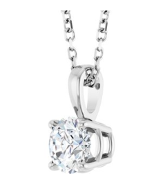 28392 Necklace Set 14K White Round Natural Diamond 5Mm 12 Ct 1Mm With Spring Ring Si2-Si3, G-H 18 In Polished 12 Ct Natural Diamond Necklace