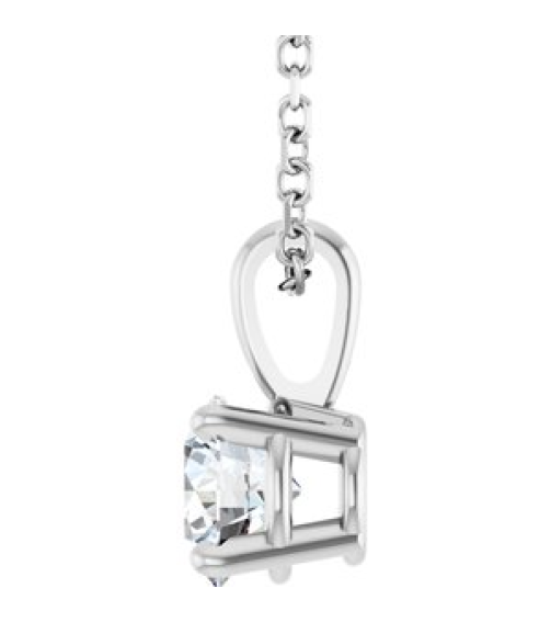 28392 Necklace Set 14K White Round Natural Diamond 5Mm 12 Ct 1Mm With Spring Ring Si2-Si3, G-H 18 In Polished 12 Ct Natural Diamond Necklace