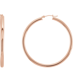 20270 Earring 14K Rose 48 Mm 3 Mm Pair Catch Polished Round Tube Hoop Earrings