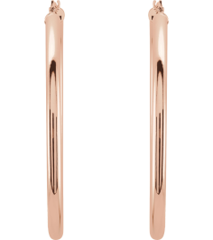 20270 Earring 14K Rose 48 Mm 3 Mm Pair Catch Polished Round Tube Hoop Earrings