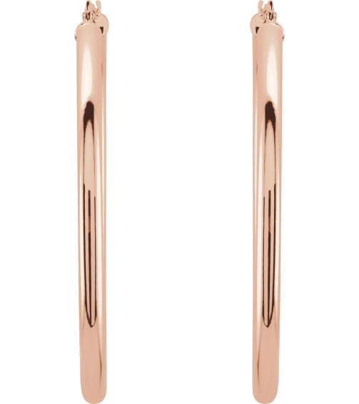 20270 Earring 14K Rose 48 Mm 3 Mm Pair Catch Polished Round Tube Hoop Earrings