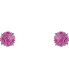 1874 14K White Set Round Natural Pink Sapphire Pair 5 Mm Friction Friction Backs Included 4-Prong Polished Natural Pink Sapphire Stud Earrings