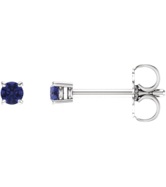 1874 14K White Set Round Natural Tanzanite Pair 2.5 Mm Friction Friction Backs Included 4-Prong Polished Natural Tanzanite Stud Earrings