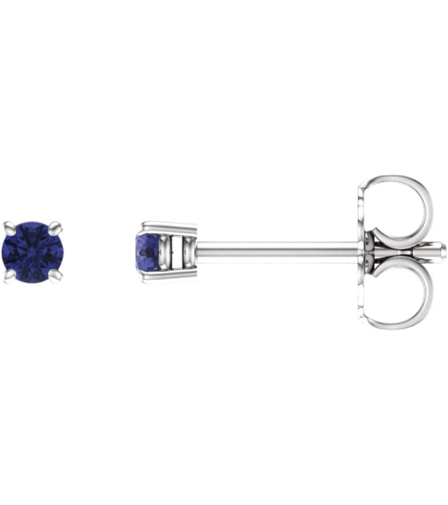 1874 14K White Set Round Natural Tanzanite Pair 2.5 Mm Friction Friction Backs Included 4-Prong Polished Natural Tanzanite Stud Earrings