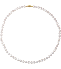 61203 Necklace Set 14K Yellow Pearl Cultured White Akoya Pearl 6.0-6.5 Mm 18 In Polished Cultured White Akoya Pearl Necklace