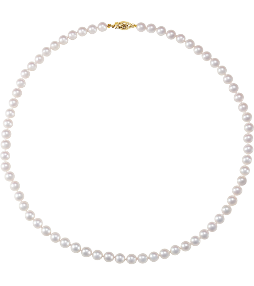 61203 Necklace Set 14K Yellow Pearl Cultured White Akoya Pearl 6.0-6.5 Mm 18 In Polished Cultured White Akoya Pearl Necklace