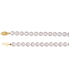 61203 Necklace Set 14K Yellow Pearl Cultured White Akoya Pearl 6.0-6.5 Mm 18 In Polished Cultured White Akoya Pearl Necklace