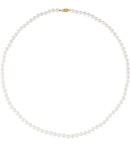 61203 Necklace Set 14K Yellow Pearl Cultured White Akoya Pearl 6.0-6.5 Mm 24 In Polished Cultured White Akoya Pearl Necklace