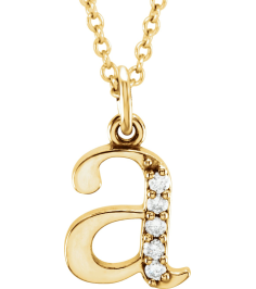 85803 Necklace Set 14K Yellow Initial A Natural Diamond Round 1 Mm I1, G-H 0.025 Ctw 16 In Polished .025 Ctw Natural Diamond Initial Necklace