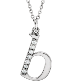 85803 Necklace Set 14K White Initial B Natural Diamond Round 1 Mm I1, G-H 0.03 Ctw 16 In Polished 0.03 Ctw Natural Diamond Initial Necklace