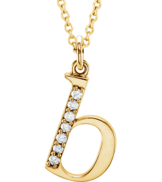 85803 Necklace Set 14K Yellow Initial B Natural Diamond Round 1 Mm I1, G-H 0.03 Ctw 16 In Polished 0.03 Ctw Natural Diamond Initial Necklace