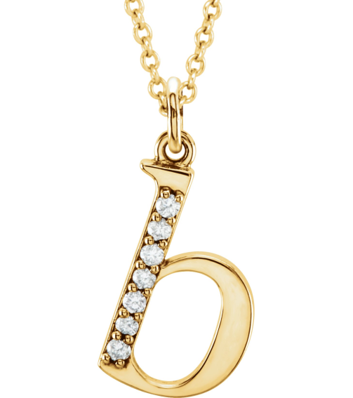 85803 Necklace Set 14K Yellow Initial B Natural Diamond Round 1 Mm I1, G-H 0.03 Ctw 16 In Polished 0.03 Ctw Natural Diamond Initial Necklace