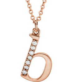 85803 Necklace Set 14K Rose Initial B Natural Diamond Round 1 Mm I1, G-H 0.03 Ctw 16 In Polished 0.03 Ctw Natural Diamond Initial Necklace
