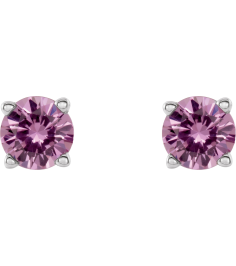 1874 14K White Set Round Natural Pink Sapphire Pair 2.5 Mm Friction Friction Backs Included 4-Prong Polished Natural Pink Sapphire Stud Earrings