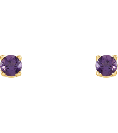 1874 14K Yellow Set Round Natural Amethyst Pair 2.5 Mm Friction Friction Backs Included 4-Prong Polished Natural Amethyst Stud Earrings