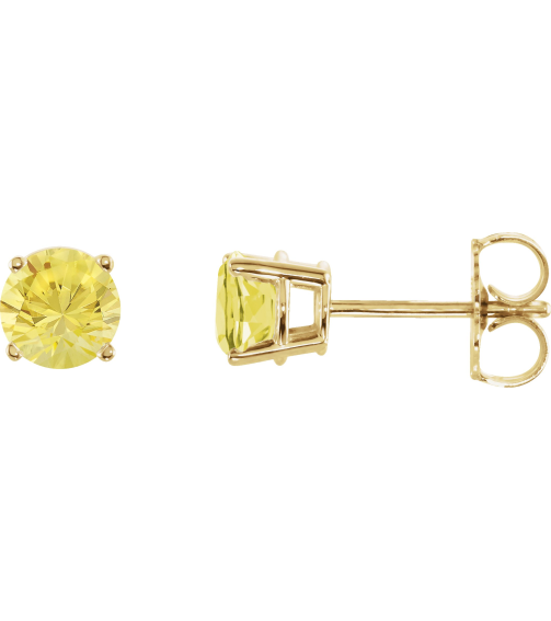 1874 14K Yellow Set Round Natural Yellow Sapphire Pair 5 Mm Friction Friction Backs Included 4-Prong Polished Natural Yellow Sapphire Stud Earrings