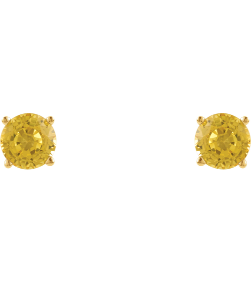 1874 14K Yellow Set Round Natural Yellow Sapphire Pair 5 Mm Friction Friction Backs Included 4-Prong Polished Natural Yellow Sapphire Stud Earrings