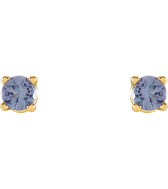 1874 14K Yellow Set Round Natural Tanzanite Pair 2.5 Mm Friction Friction Backs Included 4-Prong Polished Natural Tanzanite Stud Earrings