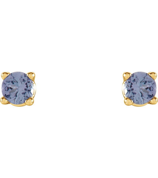 1874 14K Yellow Set Round Natural Tanzanite Pair 2.5 Mm Friction Friction Backs Included 4-Prong Polished Natural Tanzanite Stud Earrings