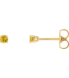 1874 14K Yellow Set Round Natural Yellow Sapphire Pair 2.5 Mm Friction Friction Backs Included 4-Prong Polished Natural Yellow Sapphire Stud Earrings