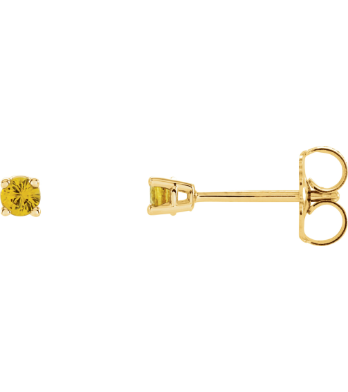 1874 14K Yellow Set Round Natural Yellow Sapphire Pair 2.5 Mm Friction Friction Backs Included 4-Prong Polished Natural Yellow Sapphire Stud Earrings