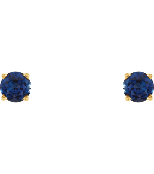 1874 14K Yellow Set Round Natural Blue Sapphire Pair 4 Mm Friction Friction Backs Included 4-Prong Polished Natural Blue Sapphire Stud Earrings