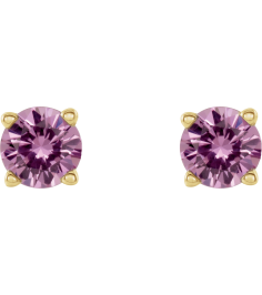 1874 14K Yellow Set Round Natural Pink Sapphire Pair 4 Mm Friction Friction Backs Included 4-Prong Polished Natural Pink Sapphire Stud Earrings