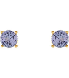 1874 14K Yellow Set Round Natural Tanzanite Pair 4 Mm Friction Friction Backs Included 4-Prong Polished Natural Tanzanite Stud Earrings