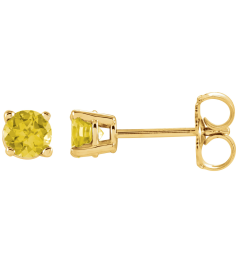 1874 14K Yellow Set Round Natural Yellow Sapphire Pair 4 Mm Friction Friction Backs Included 4-Prong Polished Natural Yellow Sapphire Stud Earrings