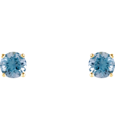 1874 14K Yellow Set Round Natural Aquamarine Pair 5 Mm Friction Friction Backs Included 4-Prong Polished Natural Aquamarine Stud Earrings