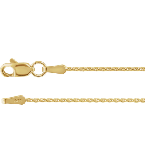 Ch164 14K Yellow Wheat 1.05 Mm 16 In Lobster Clasp Diamond-Cut Diamond-Cut Wheat Chain