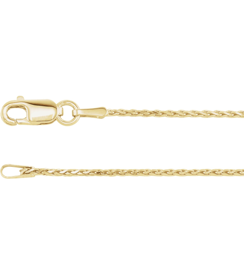 Ch164 14K Yellow Wheat 1.05 Mm 16 In Lobster Clasp Diamond-Cut Diamond-Cut Wheat Chain