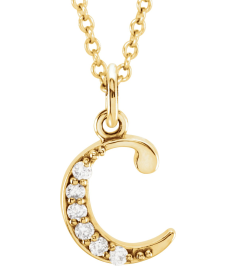 85803 Necklace Set 14K Yellow Initial C Natural Diamond Round 1 Mm I1, G-H 0.03 Ctw 16 In Polished 0.03 Ctw Natural Diamond Initial Necklace