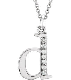 85803 Necklace Set 14K White Initial D Natural Diamond Round 1 Mm I1, G-H 0.03 Ctw 16 In Polished 0.03 Ctw Natural Diamond Initial Necklace
