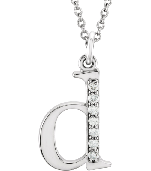85803 Necklace Set 14K White Initial D Natural Diamond Round 1 Mm I1, G-H 0.03 Ctw 16 In Polished 0.03 Ctw Natural Diamond Initial Necklace