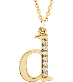 85803 Necklace Set 14K Yellow Initial D Natural Diamond Round 1 Mm I1, G-H 0.03 Ctw 16 In Polished 0.03 Ctw Natural Diamond Initial Necklace