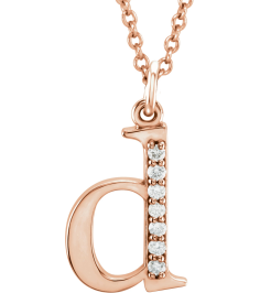 85803 Necklace Set 14K Rose Initial D Natural Diamond Round 1 Mm I1, G-H 0.03 Ctw 16 In Polished 0.03 Ctw Natural Diamond Initial Necklace