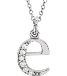 85803 Necklace Set 14K White Initial E Natural Diamond Round 1 Mm I1, G-H 0.03 Ctw 16 In Polished 0.03 Ctw Natural Diamond Initial Necklace