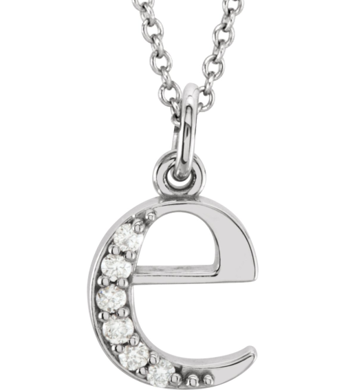 85803 Necklace Set 14K White Initial E Natural Diamond Round 1 Mm I1, G-H 0.03 Ctw 16 In Polished 0.03 Ctw Natural Diamond Initial Necklace