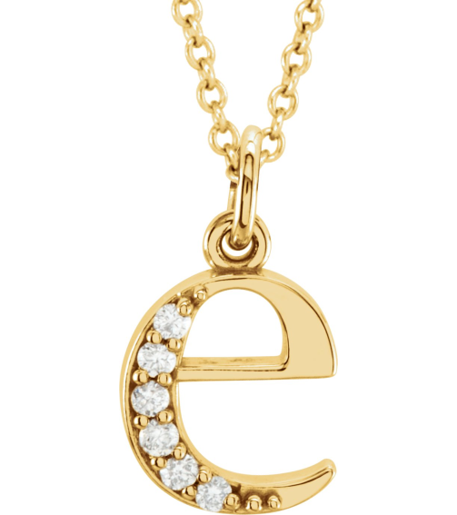85803 Necklace Set 14K Yellow Initial E Natural Diamond Round 1 Mm I1, G-H 0.03 Ctw 16 In Polished 0.03 Ctw Natural Diamond Initial Necklace