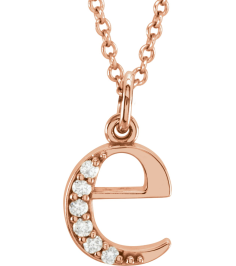 85803 Necklace Set 14K Rose Initial E Natural Diamond Round 1 Mm I1, G-H 0.03 Ctw 16 In Polished 0.03 Ctw Natural Diamond Initial Necklace